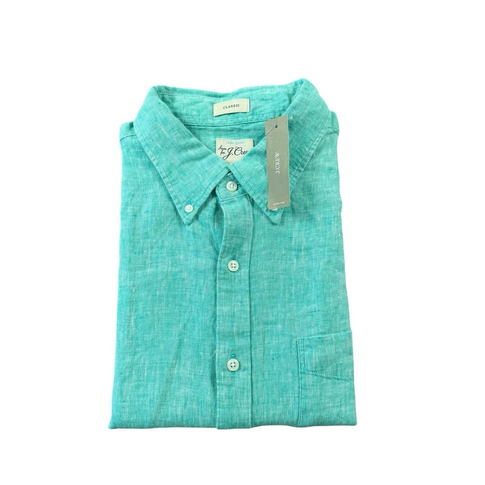 J.Crew Real Baird Mcnutt Pure Linen S/S Men's Button Front Size L NWT